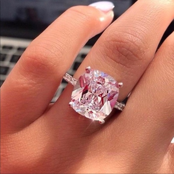 NEW 8CT 925 STERLING SILVER DIAMOND HALO RING - Picture 2 of 4